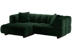 Micadoni Lahvově zelen&aacute; sametov&aacute; rozkl&aacute;dac&iacute; pohovka Puma 260 cm