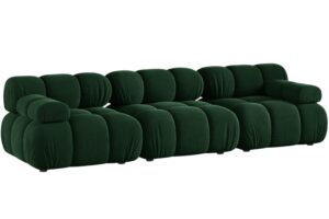 Micadoni Lahvově zelen&aacute; sametov&aacute; trojm&iacute;stn&aacute; pohovka Bellis 282 cm