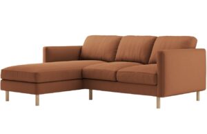 Micadoni Oranžov&aacute; sametov&aacute; rohov&aacute; pohovka Eden 223 cm