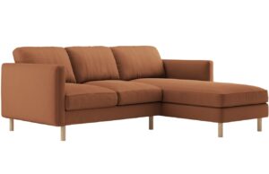 Micadoni Oranžov&aacute; sametov&aacute; rohov&aacute; pohovka Eden 223 cm