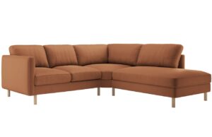 Micadoni Oranžov&aacute; sametov&aacute; rohov&aacute; pohovka Eden 267 cm