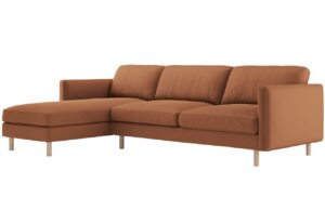 Micadoni Oranžov&aacute; sametov&aacute; rohov&aacute; pohovka Eden 286 cm