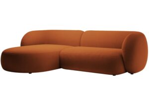 Micadoni Oranžov&aacute; sametov&aacute; rohov&aacute; pohovka Kate 285 cm