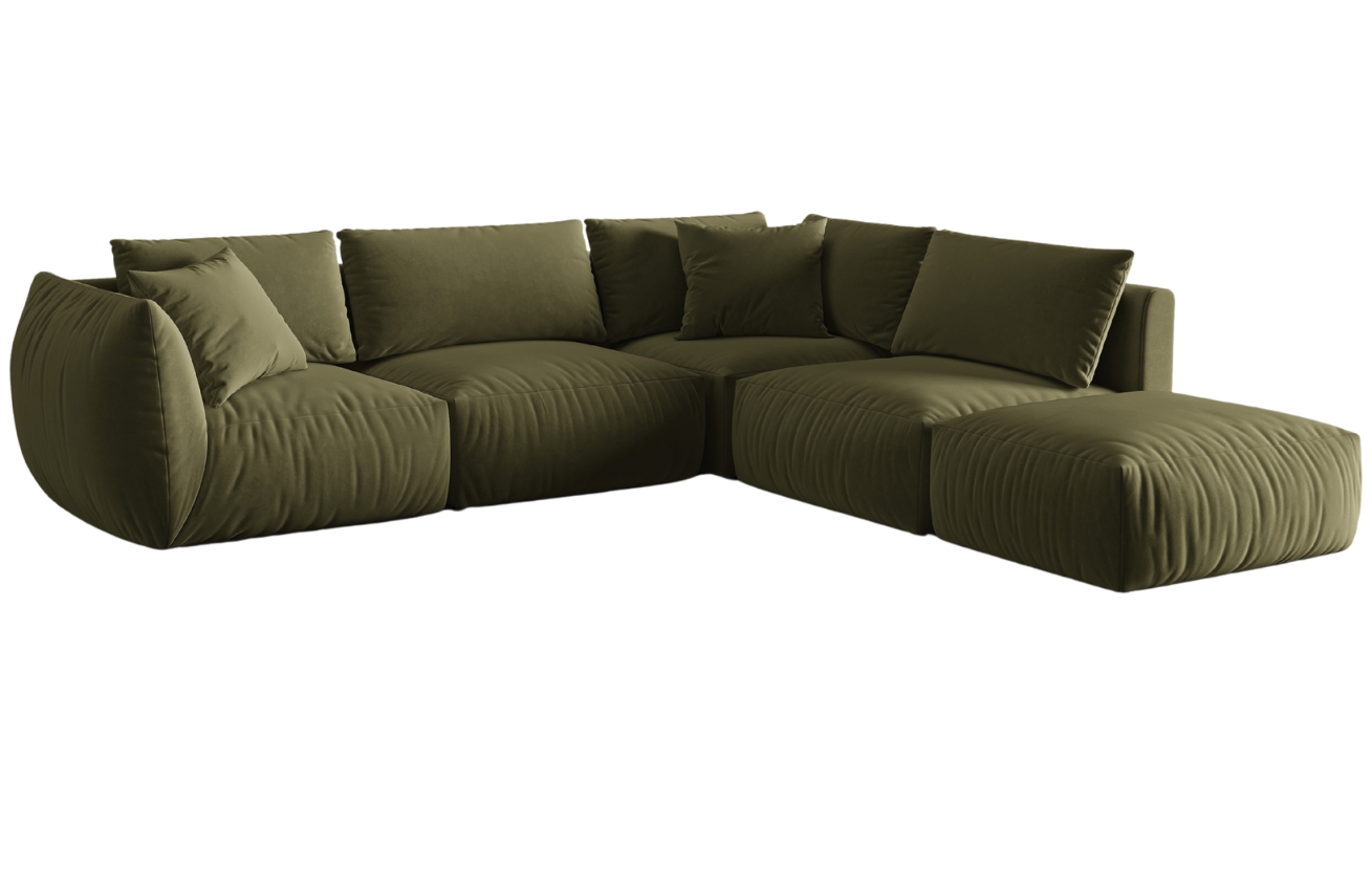 Micadoni Sametová rohová pohovka Chris 295 cm