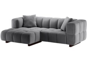 Micadoni &Scaron;ed&aacute; sametov&aacute; rozkl&aacute;dac&iacute; pohovka Puma 260 cm