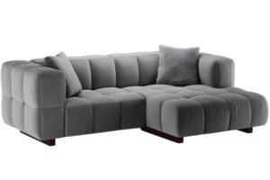 Micadoni &Scaron;ed&aacute; sametov&aacute; rozkl&aacute;dac&iacute; pohovka Puma 260 cm