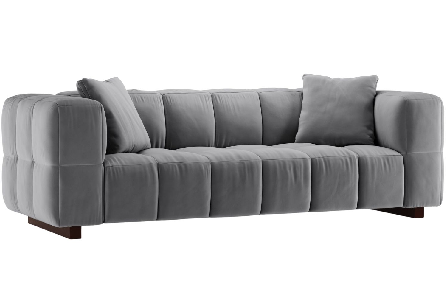 Micadoni Šedá sametová rozkládací pohovka Puma 260 cm