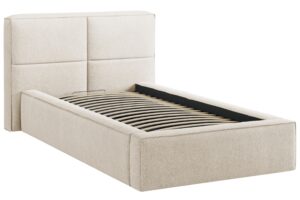 Micadoni Světle b&eacute;žov&aacute; boucl&eacute; jednolůžkov&aacute; postel Darren 90 x 200 cm s &uacute;ložn&yacute;m prostorem