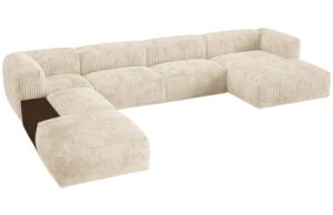 Micadoni Světle b&eacute;žov&aacute; man&scaron;estrov&aacute; rohov&aacute; pohovka Martina 406 cm