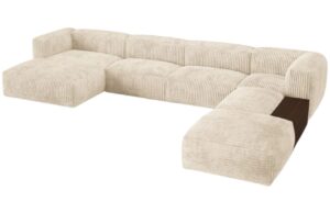 Micadoni Světle b&eacute;žov&aacute; man&scaron;estrov&aacute; rohov&aacute; pohovka Martina 406 cm