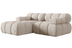 Micadoni Světle b&eacute;žov&aacute; rohov&aacute; pohovka Bellis 188 cm