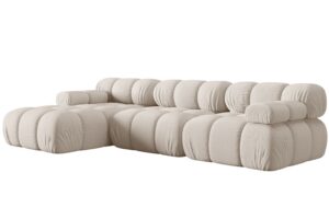 Micadoni Světle b&eacute;žov&aacute; rohov&aacute; pohovka Bellis 282 cm