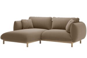 Micadoni Světle hněd&aacute; sametov&aacute; rohov&aacute; pohovka Ada 214 cm