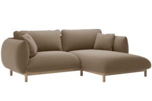 Micadoni Světle hněd&aacute; sametov&aacute; rohov&aacute; pohovka Ada 214 cm