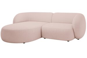 Micadoni Světle růžov&aacute; boucl&eacute; rohov&aacute; pohovka Kate 255 cm