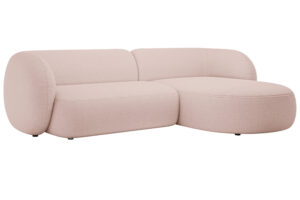 Micadoni Světle růžov&aacute; boucl&eacute; rohov&aacute; pohovka Kate 285 cm