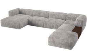 Micadoni Světle &scaron;ed&aacute; man&scaron;estrov&aacute; rohov&aacute; pohovka Martina 406 cm