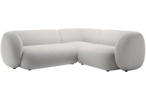 Micadoni Světle &scaron;ed&aacute; sametov&aacute; rohov&aacute; pohovka Kate 252 cm