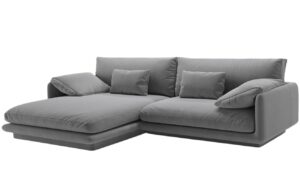 Micadoni Světle &scaron;ed&aacute; sametov&aacute; rohov&aacute; pohovka Torino 250 cm