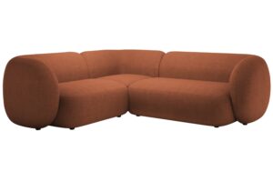 Micadoni Terakotově oranžov&aacute; boucl&eacute; rohov&aacute; pohovka Kate 252 cm