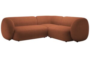 Micadoni Terakotově oranžov&aacute; boucl&eacute; rohov&aacute; pohovka Kate 252 cm
