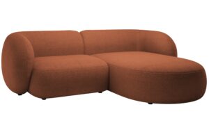 Micadoni Terakotově oranžov&aacute; boucl&eacute; rohov&aacute; pohovka Kate 255 cm