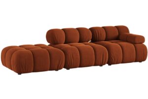 Micadoni Terakotově oranžov&aacute; sametov&aacute; čtyřm&iacute;stn&aacute; pohovka Bellis 282 cm