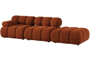 Micadoni Terakotově oranžov&aacute; sametov&aacute; čtyřm&iacute;stn&aacute; pohovka Bellis 282 cm