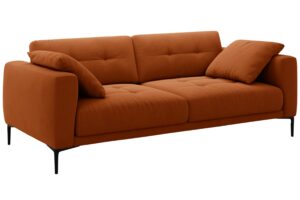 Micadoni Terakotově oranžov&aacute; sametov&aacute; čtyřm&iacute;stn&aacute; pohovka Bemy 230 cm