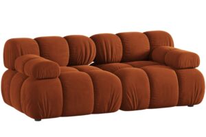 Micadoni Terakotově oranžov&aacute; sametov&aacute; dvoum&iacute;stn&aacute; pohovka Bellis 188 cm