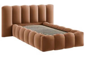 Micadoni Terakotově oranžov&aacute; sametov&aacute; postel Lupine 90 x 200 cm s &uacute;ložn&yacute;m prostorem