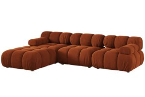Micadoni Terakotově oranžov&aacute; sametov&aacute; rohov&aacute; pohovka Bellis 282 cm