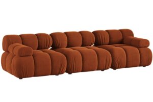 Micadoni Terakotově oranžov&aacute; sametov&aacute; trojm&iacute;stn&aacute; pohovka Bellis 282 cm