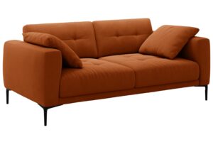 Micadoni Terakotově oranžov&aacute; sametov&aacute; trojm&iacute;stn&aacute; pohovka Bemy 200 cm