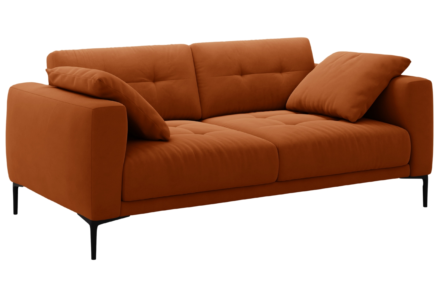 Micadoni Terakotově oranžová sametová trojmístná pohovka Bemy 200 cm