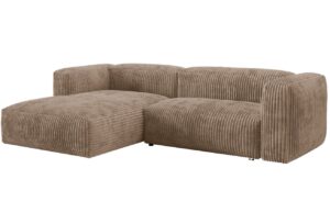 Micadoni Tmavě b&eacute;žov&aacute; man&scaron;estrov&aacute; rohov&aacute; pohovka Martina 280 cm