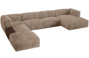 Micadoni Tmavě b&eacute;žov&aacute; man&scaron;estrov&aacute; rohov&aacute; pohovka Martina 406 cm