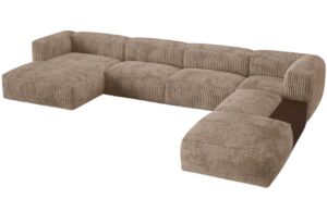 Micadoni Tmavě b&eacute;žov&aacute; man&scaron;estrov&aacute; rohov&aacute; pohovka Martina 406 cm