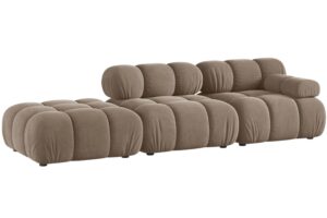 Micadoni Tmavě b&eacute;žov&aacute; sametov&aacute; čtyřm&iacute;stn&aacute; pohovka Bellis 282 cm