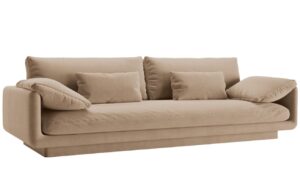 Micadoni Tmavě b&eacute;žov&aacute; sametov&aacute; čtyřm&iacute;stn&aacute; pohovka Torino 250 cm