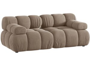 Micadoni Tmavě b&eacute;žov&aacute; sametov&aacute; dvoum&iacute;stn&aacute; pohovka Bellis 188 cm