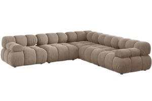 Micadoni Tmavě b&eacute;žov&aacute; sametov&aacute; rohov&aacute; pohovka Bellis 282 cm