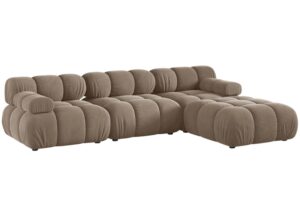 Micadoni Tmavě b&eacute;žov&aacute; sametov&aacute; rohov&aacute; pohovka Bellis 282 cm