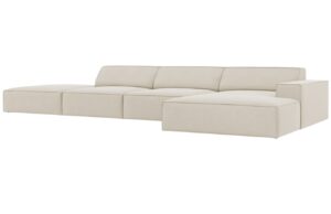 Micadoni Tmavě b&eacute;žov&aacute; sametov&aacute; rohov&aacute; pohovka Jodie 341