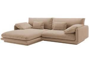 Micadoni Tmavě b&eacute;žov&aacute; sametov&aacute; rohov&aacute; pohovka Torino 250 cm