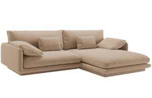 Micadoni Tmavě b&eacute;žov&aacute; sametov&aacute; rohov&aacute; pohovka Torino 250 cm