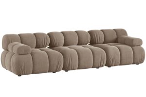 Micadoni Tmavě b&eacute;žov&aacute; sametov&aacute; trojm&iacute;stn&aacute; pohovka Bellis 282 cm