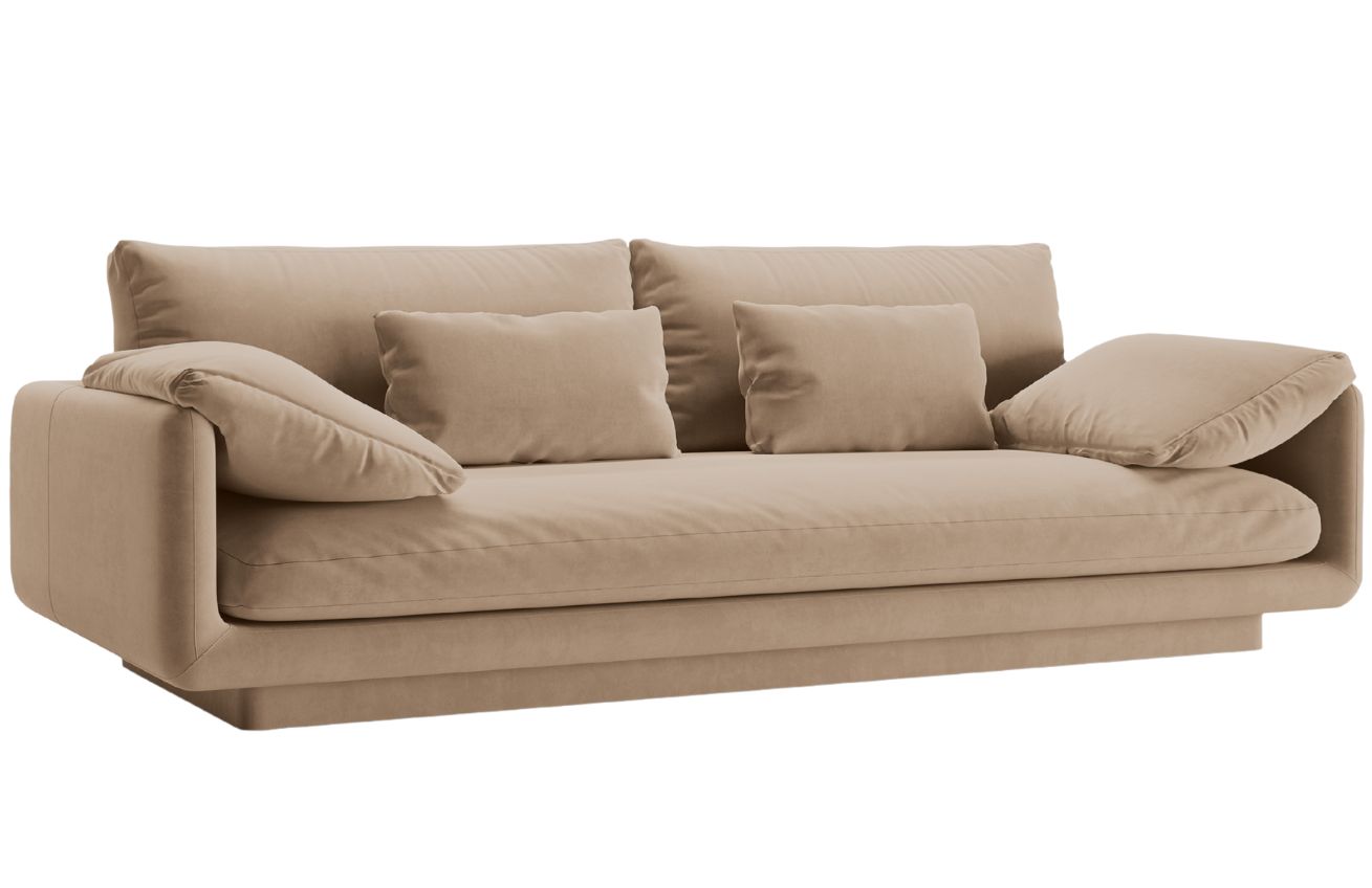 Micadoni Tmavě béžová sametová trojmístná pohovka Torino 220 cm