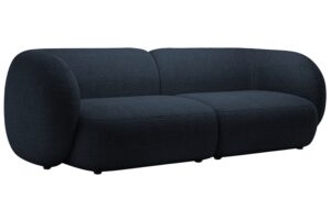 Micadoni Tmavě modr&aacute; boucl&eacute; čtyřm&iacute;stn&aacute; pohovka Kate 243 cm