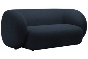 Micadoni Tmavě modr&aacute; boucl&eacute; dvoum&iacute;stn&aacute; pohovka Kate 183 cm